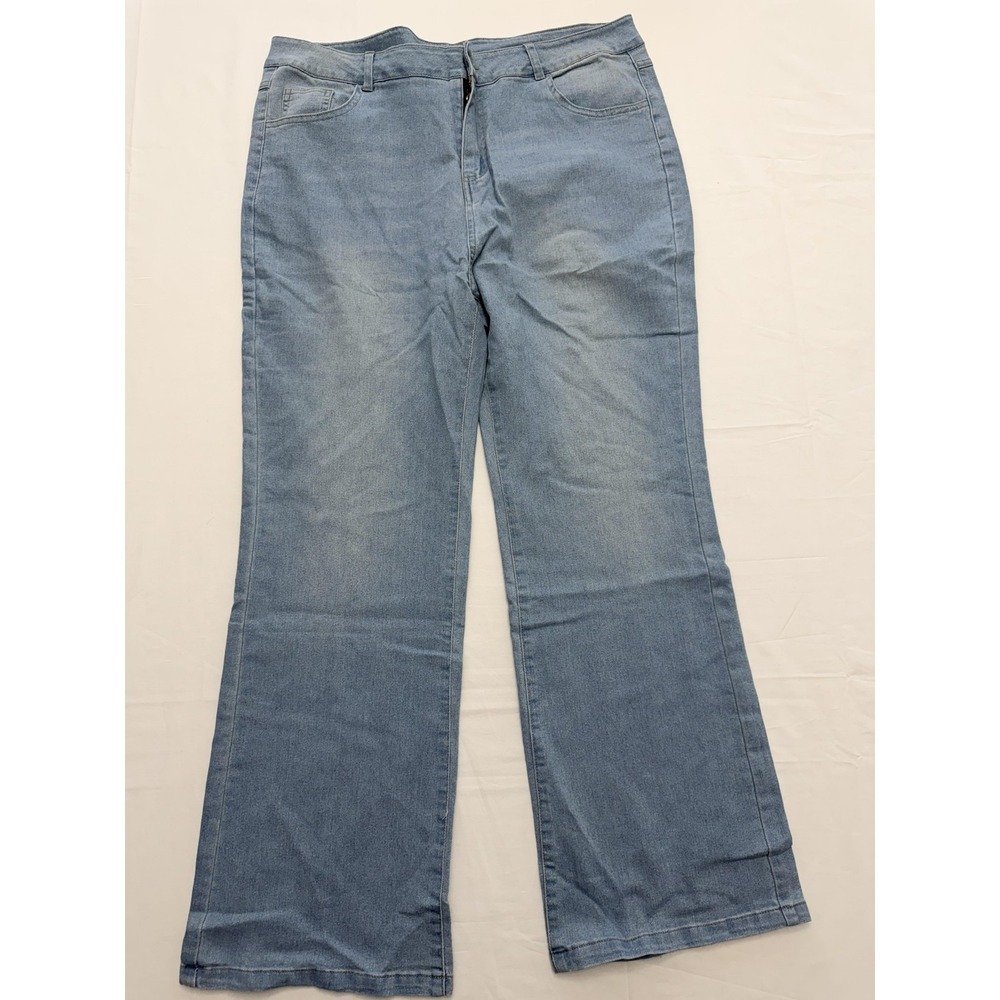 Straight Jeans Womens 2XL Blue Light Wash High Rise Relaxed 40x29.5 Denim‎